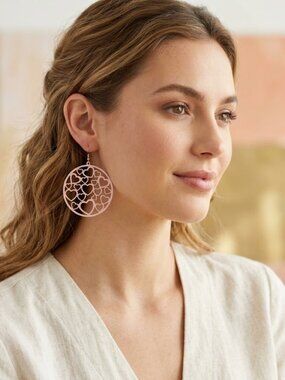 Beautiful Round Hoop Heart Earrings Light Pink